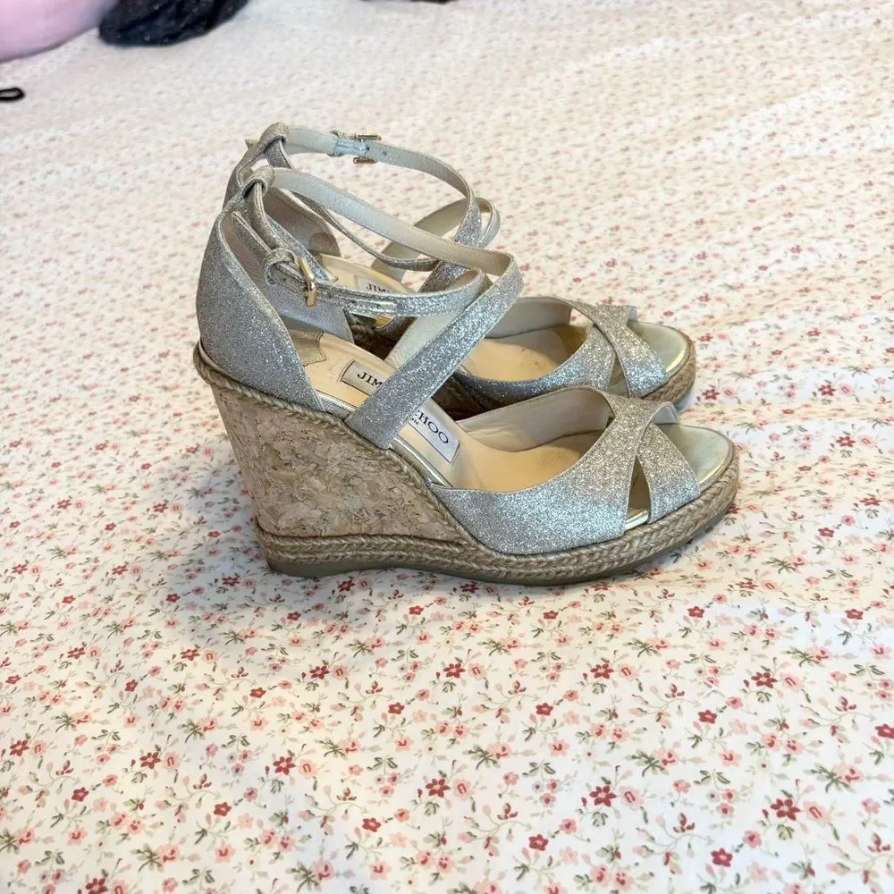 Jimmy Choo Alanah  Gold Wedge Sandals
